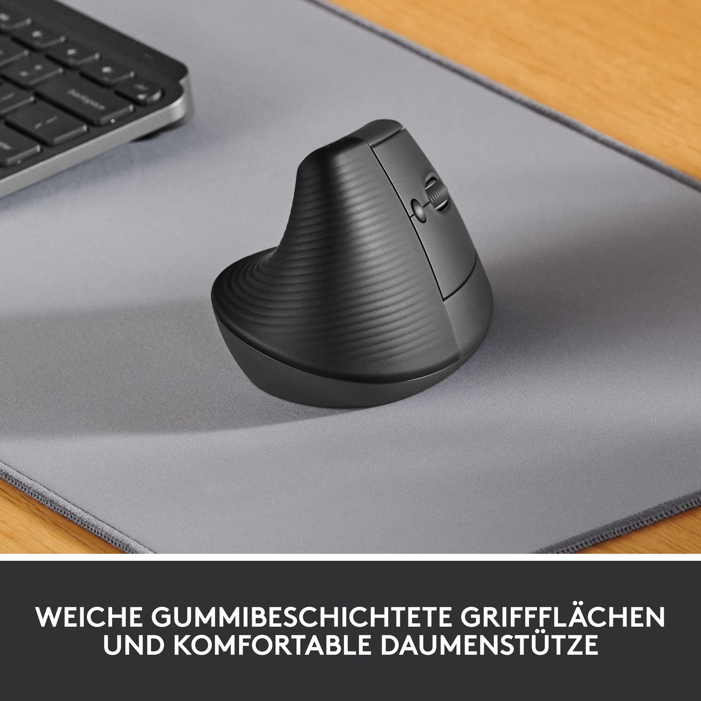 Logitech Lift Vertical Ergonomic Mouse, Wireless, Bluetooth or Logi Bolt USB Receiver, Quiet Clicks, 4 Buttons, Compatible with Windows/macOS/iPadOS, Laptop, PC - Gray - 910-006473
