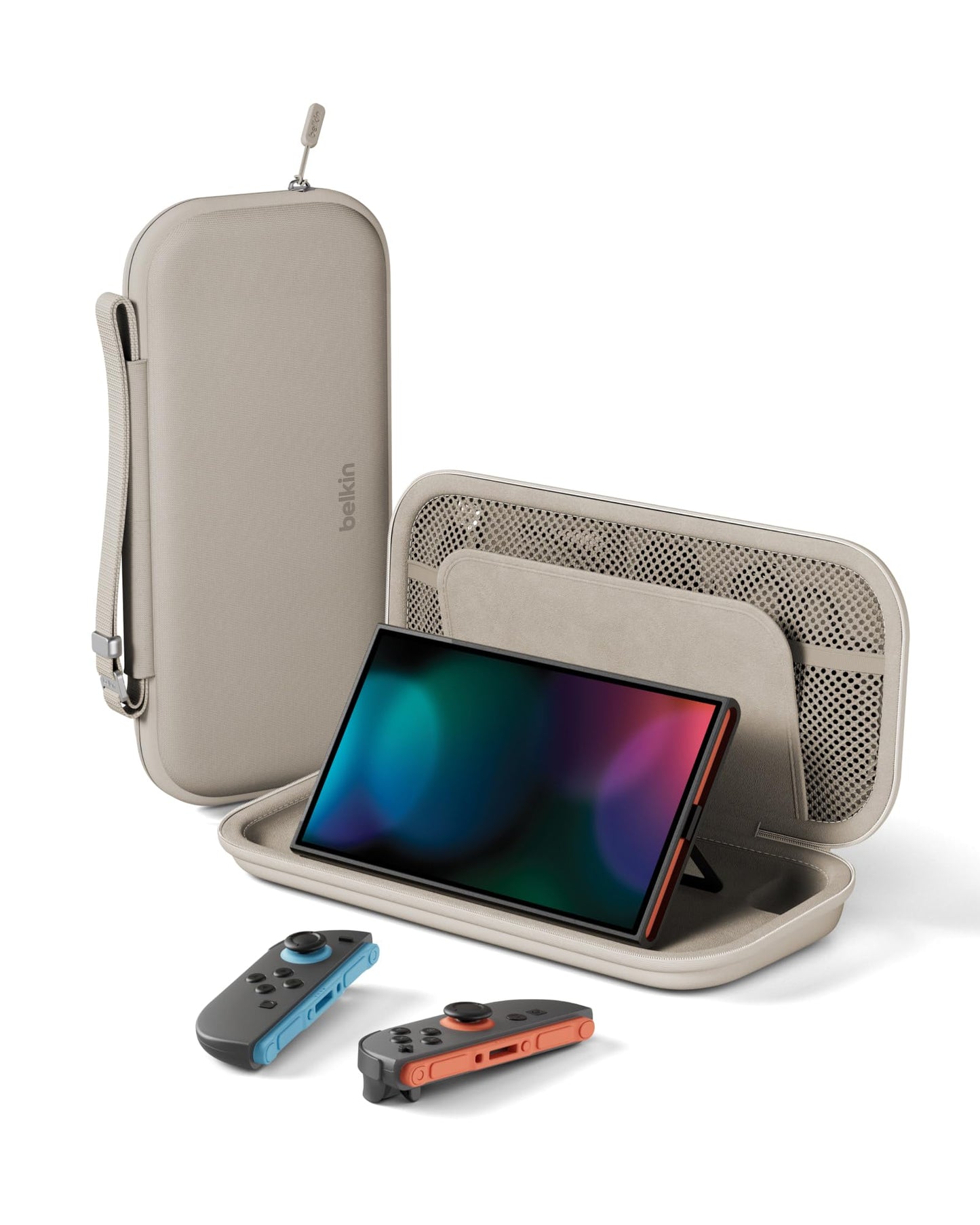 Belkin Gaming Case for Nintendo Switch 2, Lightweight Hard Shell Case with Soft Lining, AirTag Compartment, 12 Game Card Slots - Sand - ENA002hqSA