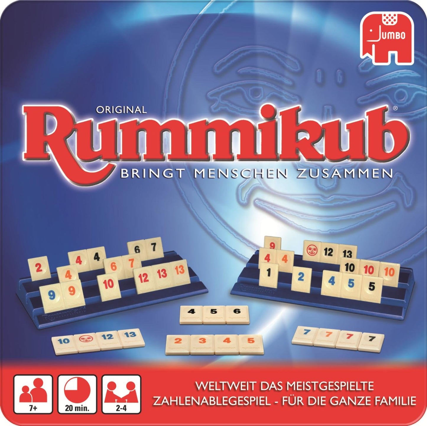 Jumbo Games Original Rummikub in a metal tin - the classic board game - for adults and children aged 7 and over, 3973 - JUM03973