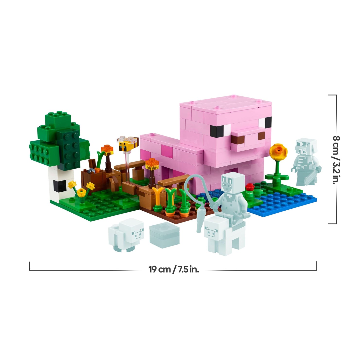 LEGO Minecraft The Baby Pig House - Interactive toy with a hero figure, pig, bee, zombie piglin - children's gaming gift for girls and boys aged 7 and over - 21268
