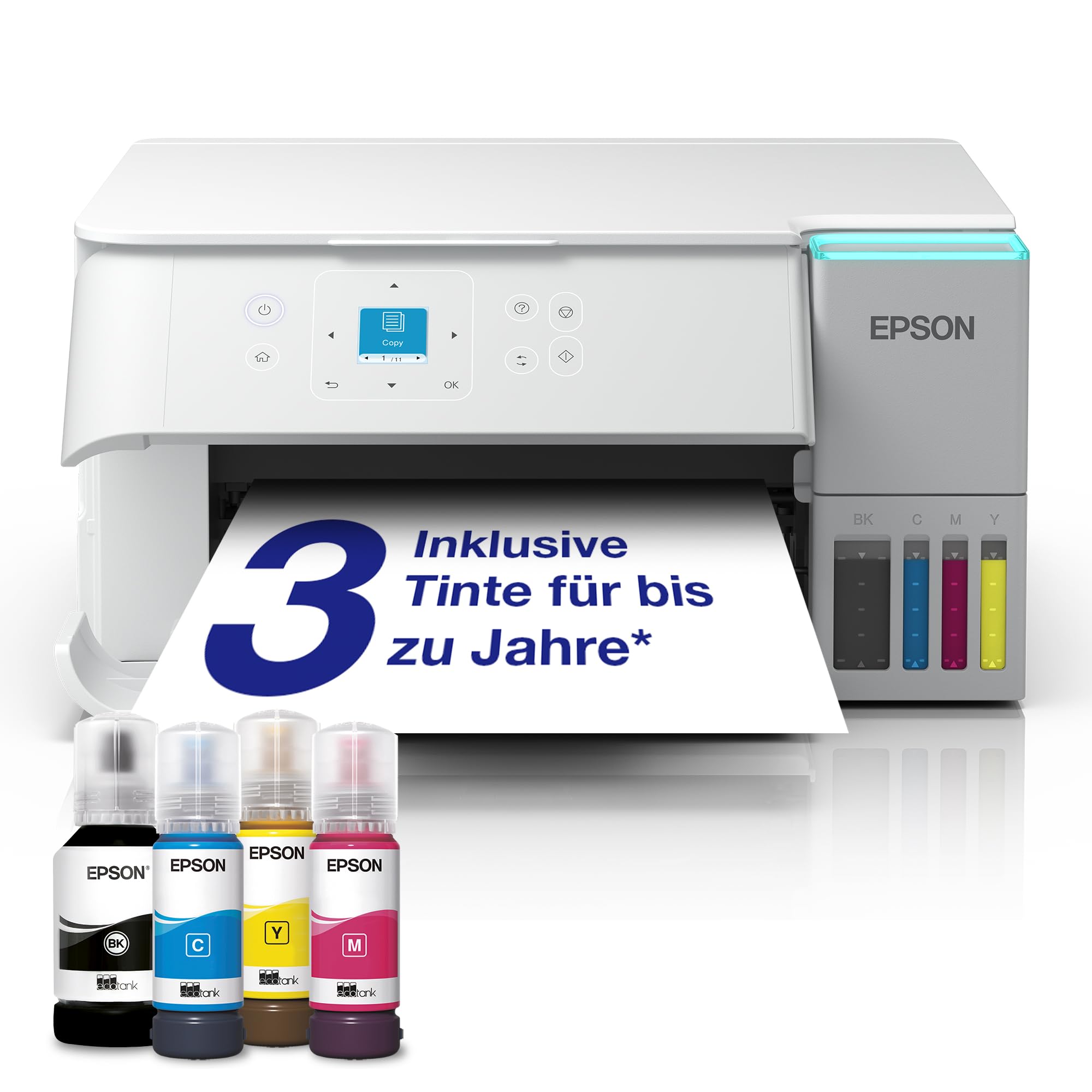 Epson EcoTank ET-2956 White A4 multifunction printer with Wi-Fi & AirPrint ink tank, scanning, copying & duplex printing, up to 3 years of ink included - C11CL41405