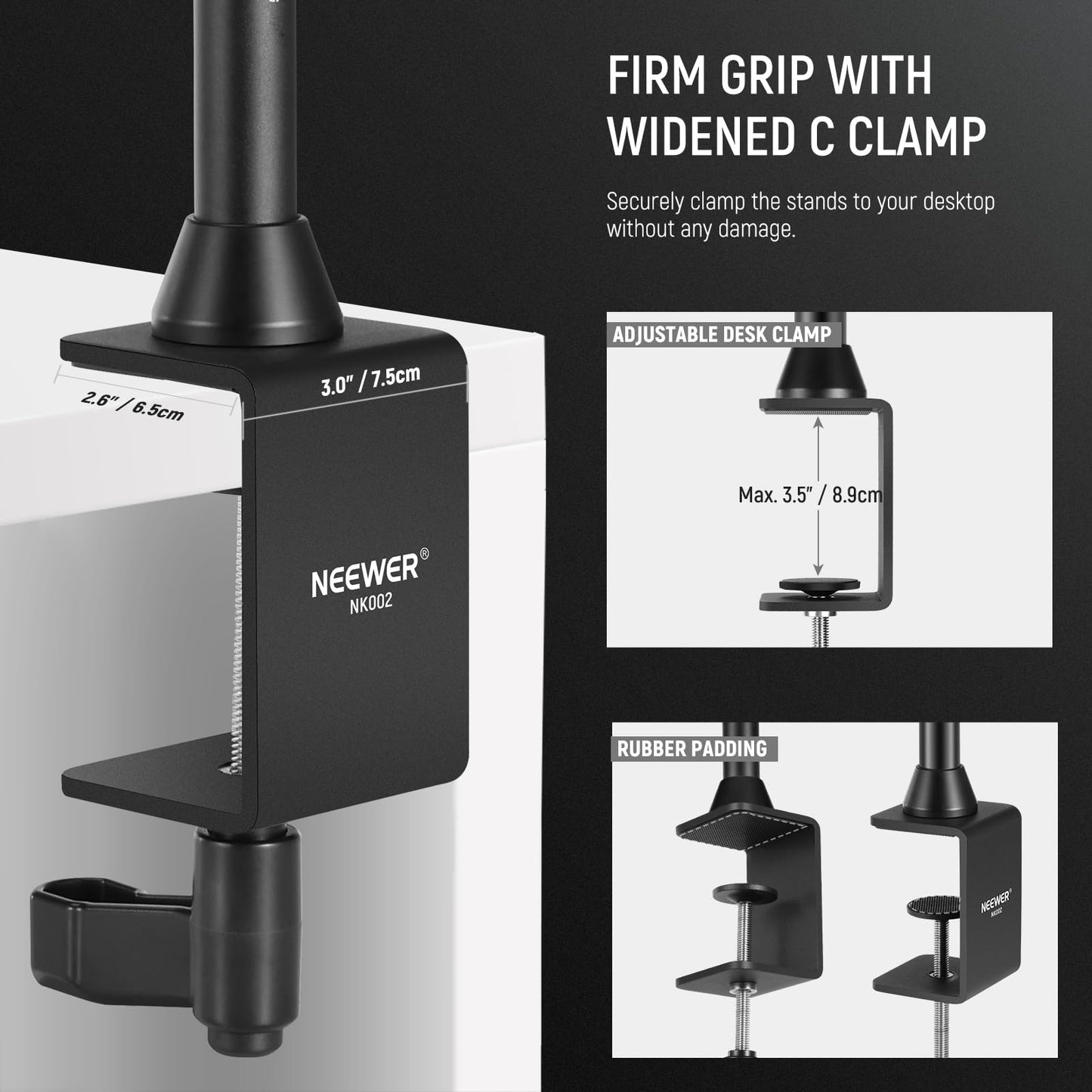 NEEWER Overhead Camera Mount Rig with 2 Ball Head Super Clamp/Mobile Phone Holder/Camera Table Mount, Multi Device Holder Platform Overhead Tripod, Adjustable Height Width, Max Load 12kg, NK002