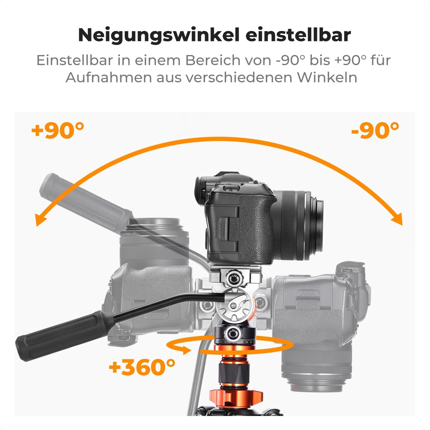 K&F CONCEPT 173cm carbon tripod, video tripod with fluid head, compact camera tripod with monopod, travel tripod for on the go O255C4+FH-03 - KF09.158