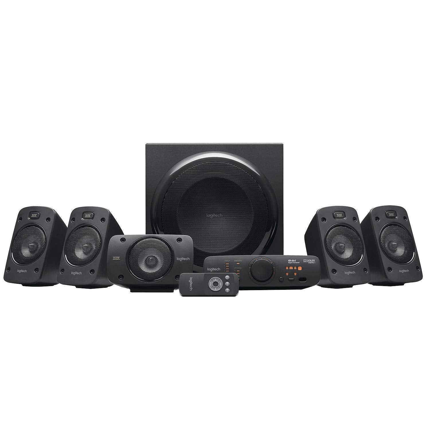 Logitech Z906 5.1 Sound System, speakers with 1000 watt surround sound, THX, multiple audio inputs, remote control, EU plug, PC/PS4/Xbox/stereo system/TV/smartphone/tablet - black - 980-000468