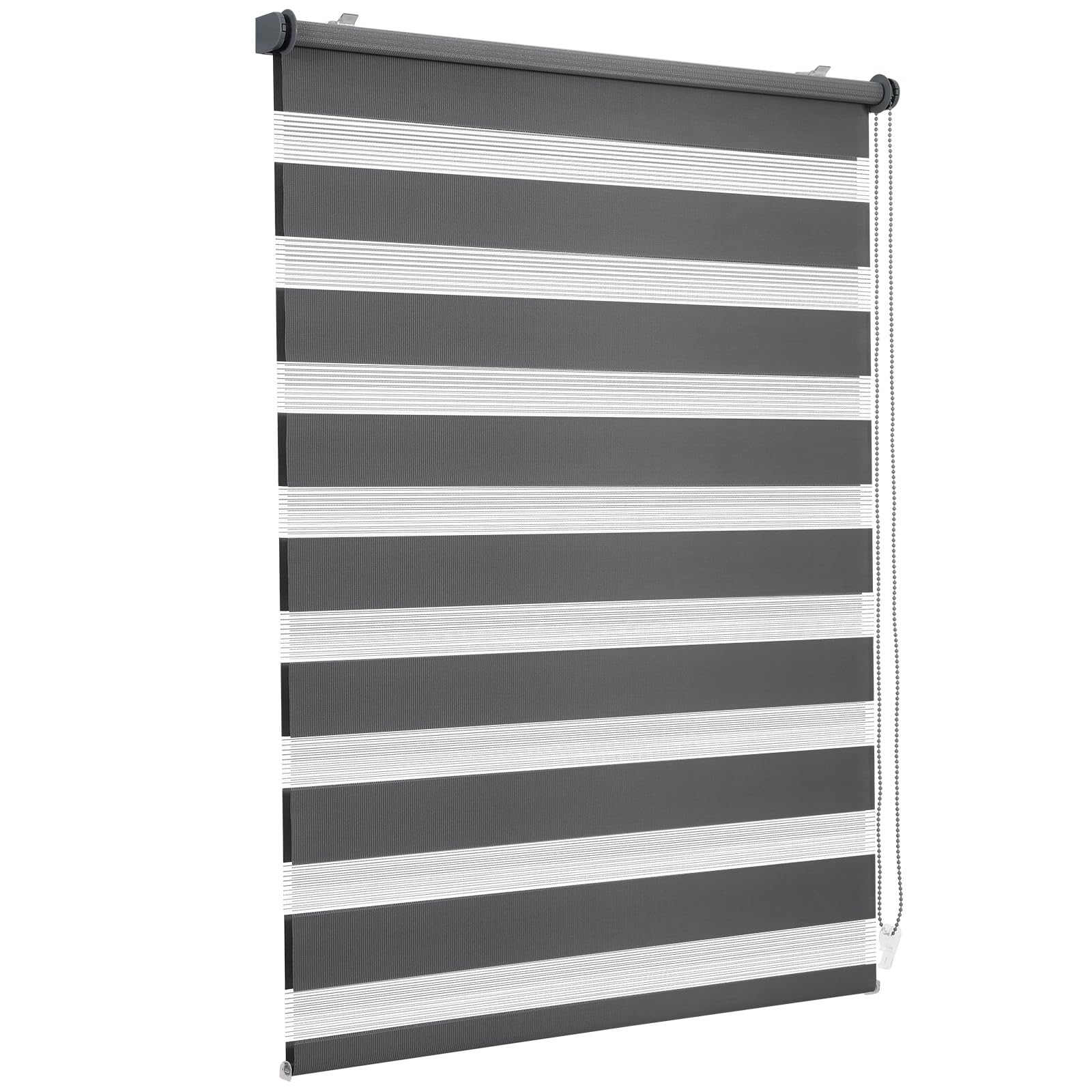 Sekey double roller blind Klemmfix without drilling for windows, double roller blind 95 cm wide, duo roller blind sun protection, 95x210cm, dark gray - BL-2350