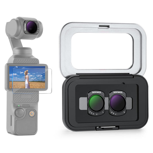 NEEWER Variable ND filter set, compatible with DJI Osmo Pocket 3 / Pocket 4 / Xtra Muse, magnetic, multi-coated ND2-32 and ND64-512 neutral density filter accessory set for action cameras - FL-C61