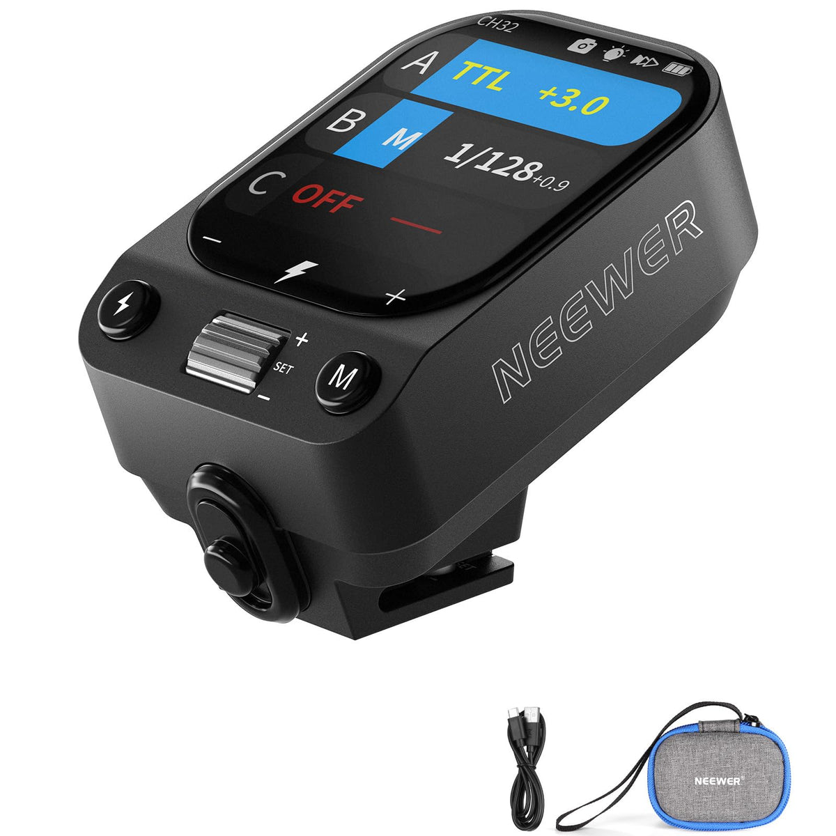 NEEWER QZ-C TTL Wireless Flash Trigger compatible with Canon cameras, 1/8000s HSS switch, 3.7V 1000mAh battery, OLED touchscreen for Z3, Z2PRO, Z2II, Z2, Z880, Q6, Q4, Q300, Q200.