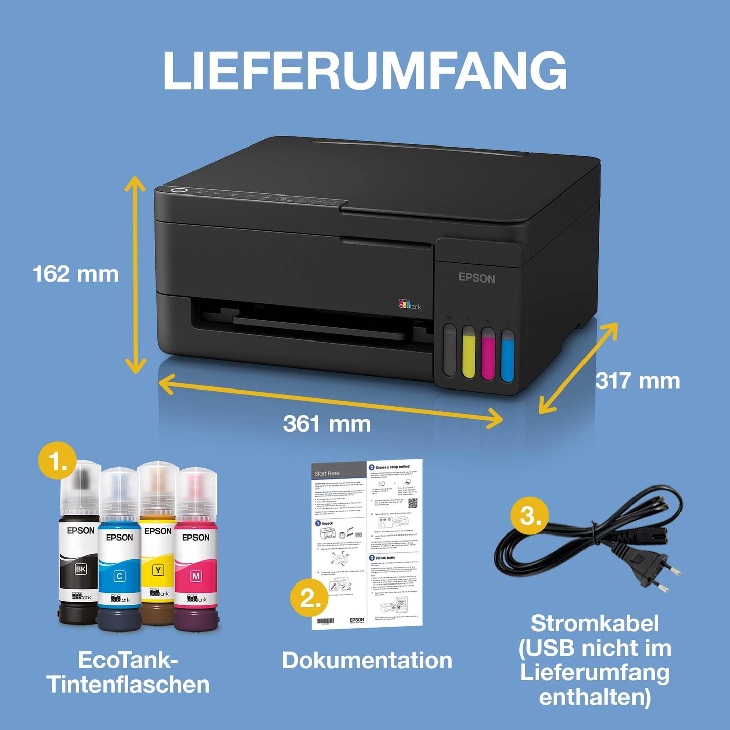 Epson EcoTank ET-2912 | For busy households | Wi-Fi | A4 | Print, Copy, Scan | AirPrint compatible | Compact | Contains up to 3 years of ink