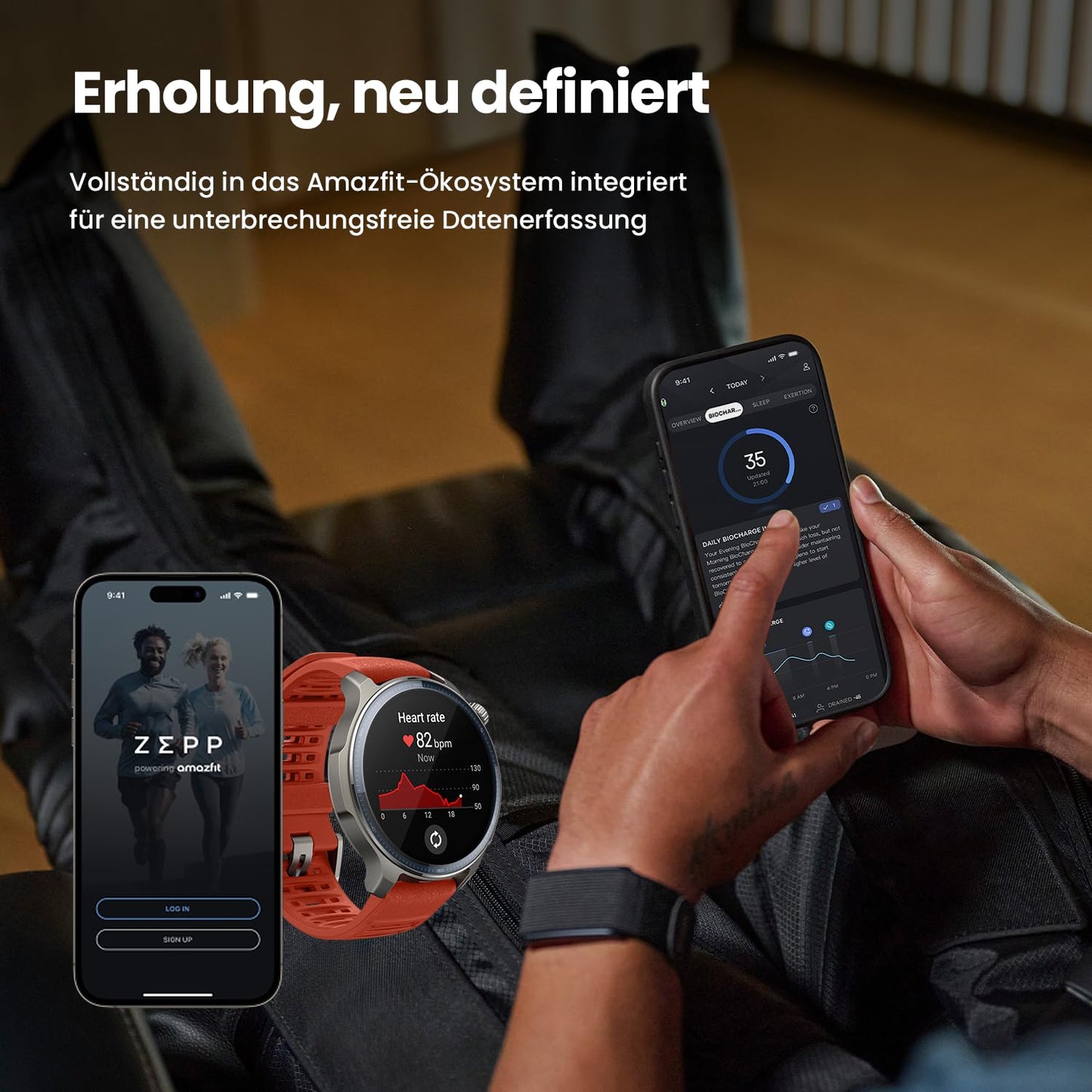Amazfit Helio Strap Smart Band fitness tracker, 24/7 activity and sleep tracker with heart rate, 10 days battery life, 50+ sports modes, strength training, HYROX, no subscription required for Android & iPhone
