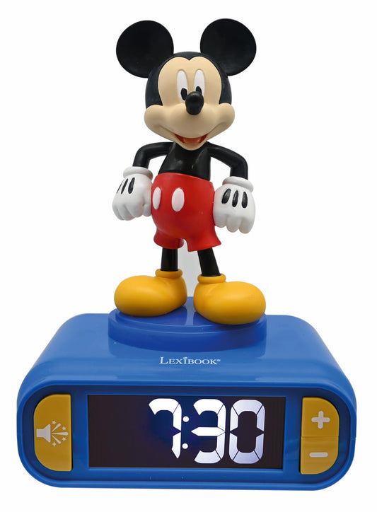 Lexibook, Disney Mickey, Alarm Clock with Night Light, Sounds and Melodies, Backlit LCD Display, Illuminated, Snooze Function, Blue, RL800MCH