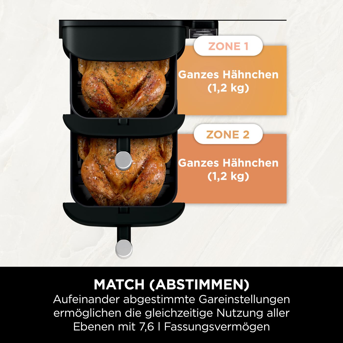 Ninja Double Stack Hot Air Fryer, 7.6L Digital Air Fryer Double Basket with 4 Cooking Levels, 2 Drawers, 2 Racks, Space Saving Design, 6 Cooking Functions, 6 Servings, Black SL300EU - SL300UK