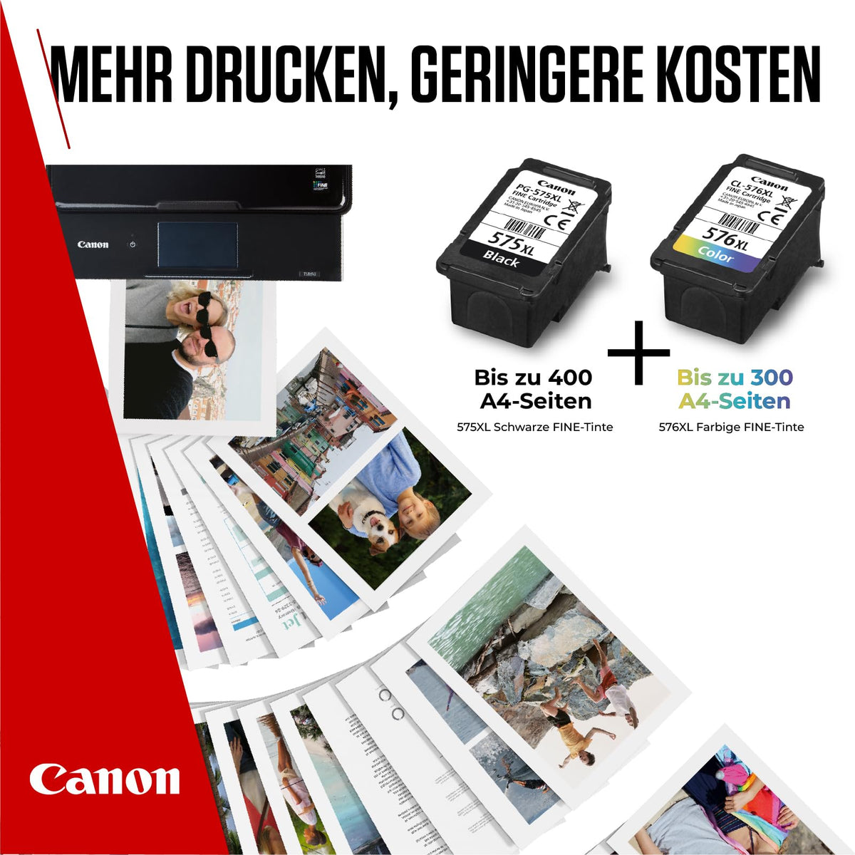Canon PG-575XL + CL-576XL FINE Cartușe de imprimantă originale XL + Hârtie foto - 5437C006