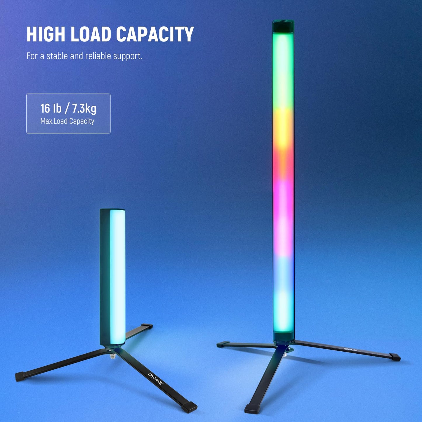 NEEWER Metal Mini Tripod Base for TL120C TL60 CL124 Tube Light Wall Stick, Extra Stable Foldable Handheld Tripod Legs Feet Table Lamp Stand with 1/4" Screw, Silicone Pad, 3"/8cm Low Angle, CTN5
