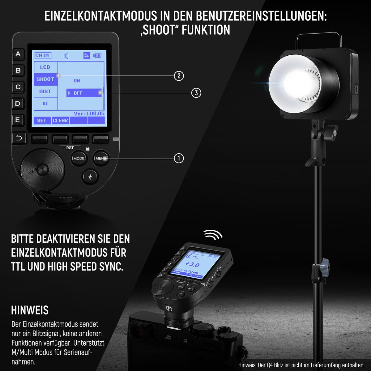 NEEWER Upgraded QPRO-F TTL Wireless Flash Trigger, compatible with Fujifilm 1/8000s HSS, angled large display, 5 groups, 9 customizable functions for Q6 Q4PRO Q120 Z3R Z2PRO Z880 S102-400W PRO