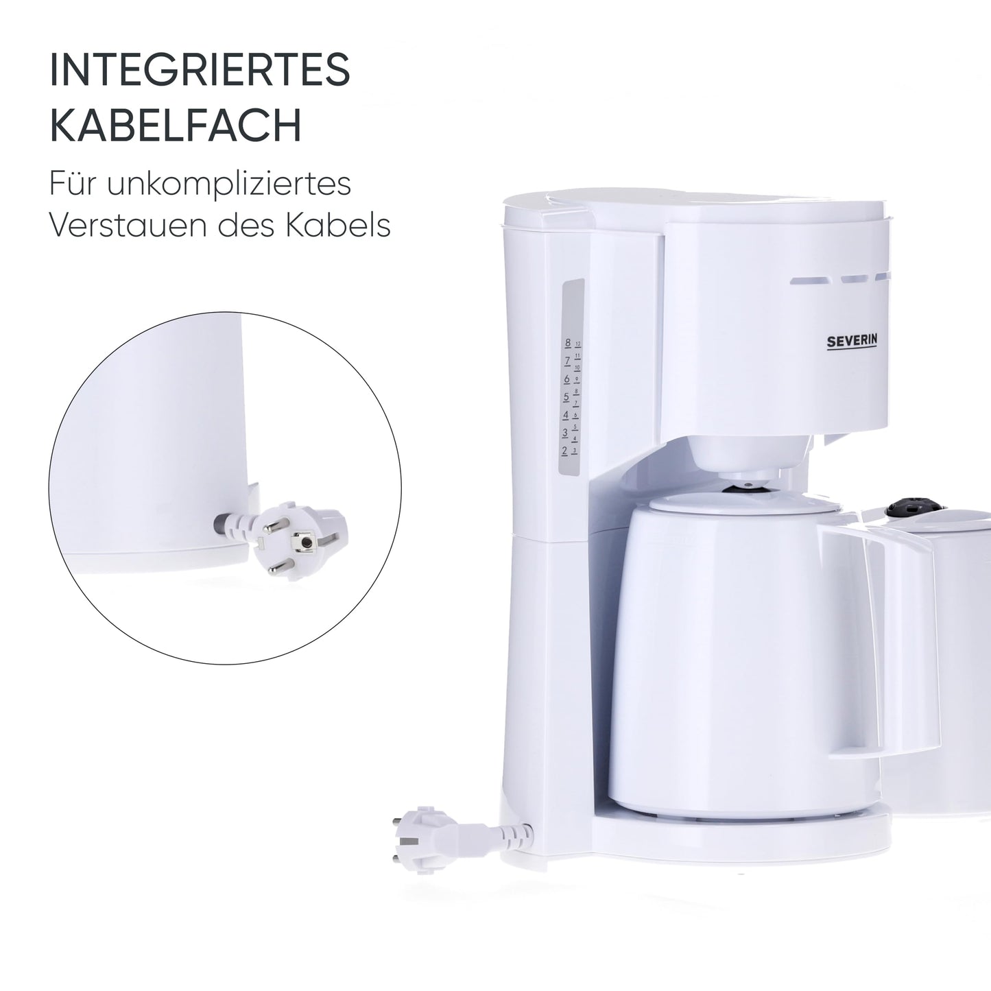 Severin filter coffee machine with 2 thermal jugs, coffee machine with brewing lid, drip-free pouring, long temperature storage, automatic switch-off, 1000 W, approx. 1 liter, white, KA 9309