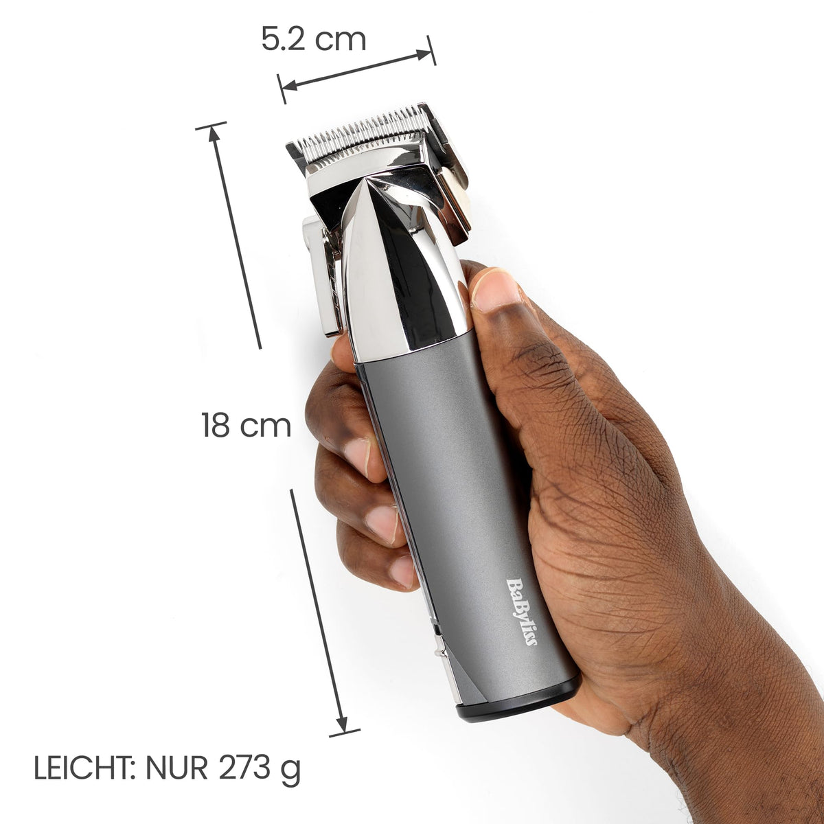BaByliss Super-X Metal Cordless Hair Clipper – Japanese steel blades, 10 attachment combs, 2 comb guides, lithium battery, digital display, metal housing, black, E996E