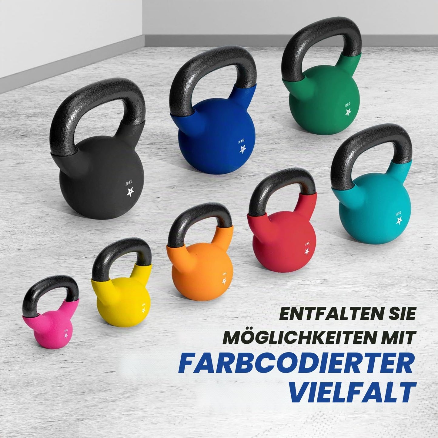 Yes4All WEAW Neoprene Coated Kettlebell, Strength Training Kettlebells - 16KG Dark Blue