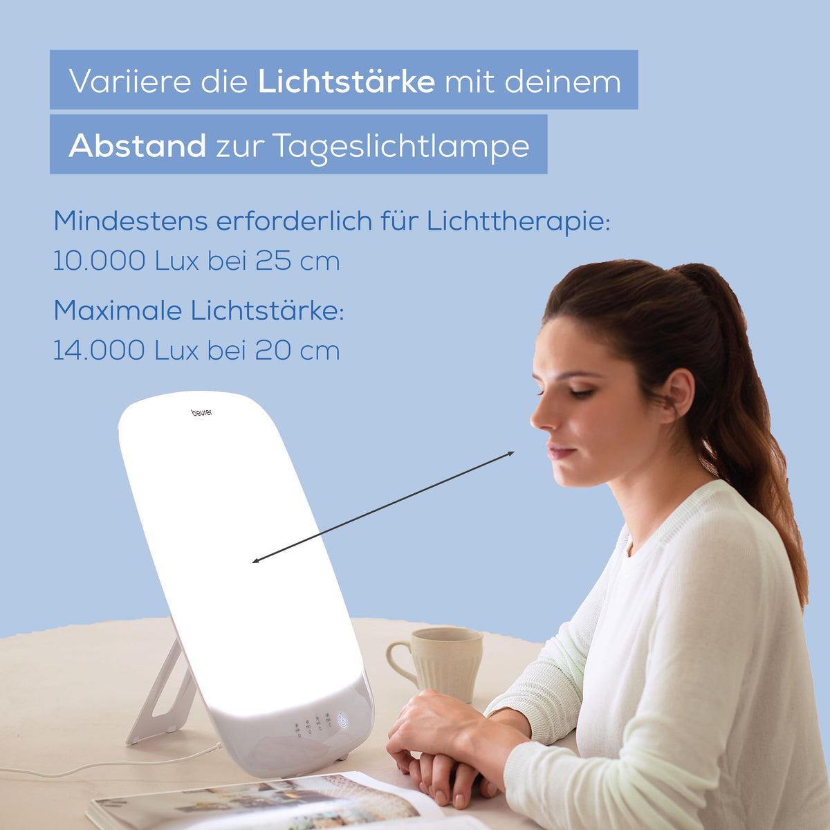 Beurer TL 85 Daylight Lamp, TEST WINNER Stiftung Warentest, Simulation of daylight, 14,000 Lux brightness, medical device, for use in cases of light deficiency, with timer (30, 60, 90, 120 min.)