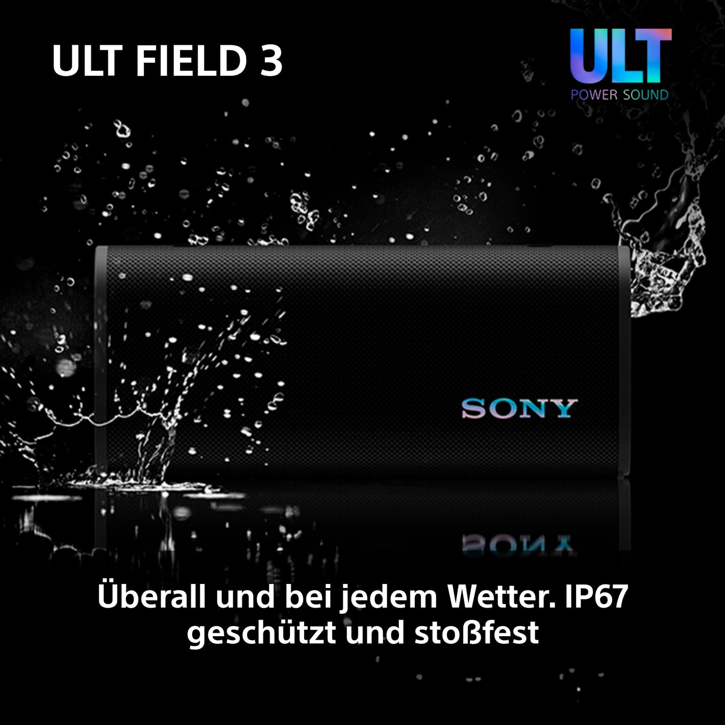 Sony ULT Field 3 - Portable Bluetooth Speaker with ULT Power Sound, 24 Hour Battery, IP67, Waterproof, Dustproof, Shockproof, Detachable Shoulder Strap, Compact - Off-White - SRSULT30W.CE7