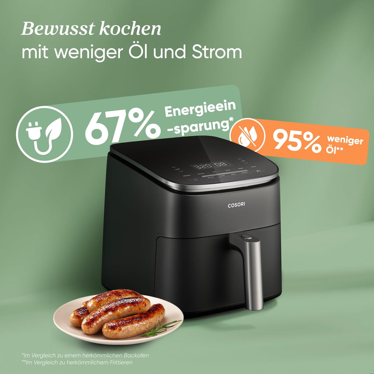 Cosori Turboblaze Airfryer hot air fryer, 9-in-1 Air Fryer XXL 6L, quiet DC motor with 5 speed levels