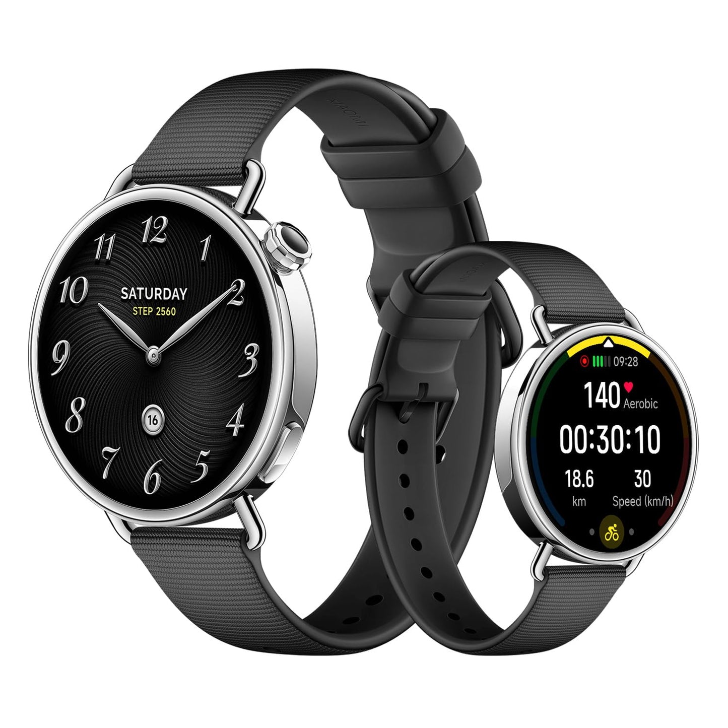 XIAOMI Watch S4 41mm Smartwatch - Stainless Steel Case, Ultralight, 150+ Sports Modes, Precise Menstrual Cycle Prediction, Safety Emergency Call Function, Fluorocarbon Rubber Strap Black - M2502W1