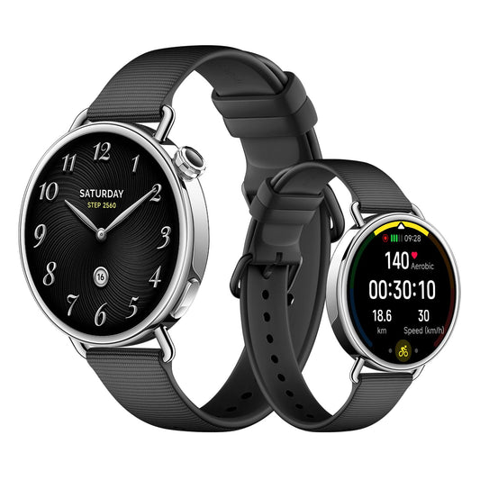 XIAOMI Watch S4 41mm Smartwatch - Stainless Steel Case, Ultralight, 150+ Sports Modes, Precise Menstrual Cycle Prediction, Safety Emergency Call Function, Fluorocarbon Rubber Strap Black - M2502W1