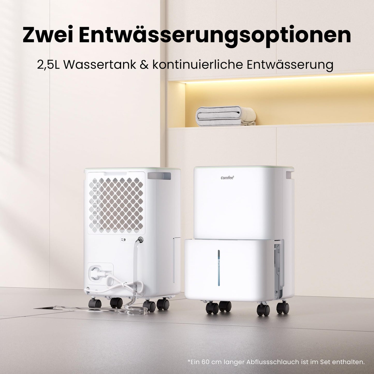 COMFEE dehumidifier 12 liters/day, suitable for rooms of approx. 50 cubic meters (20 square meters), automatic defrost, child lock, noise reduction, refrigerant R290, CDDOE-12DEN7-QA3 (EU)