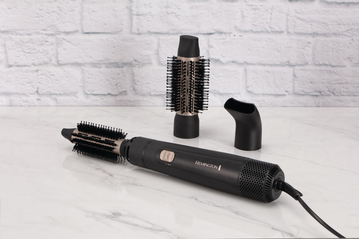 Remington Warm Air Brush [includes 3 attachments: 25mm & 38mm round brush, styling nozzle] Blow Dry & Style (dries & styles for shape & volume for short/medium hair) 2 heat & fan settings, Airstyler AS7300