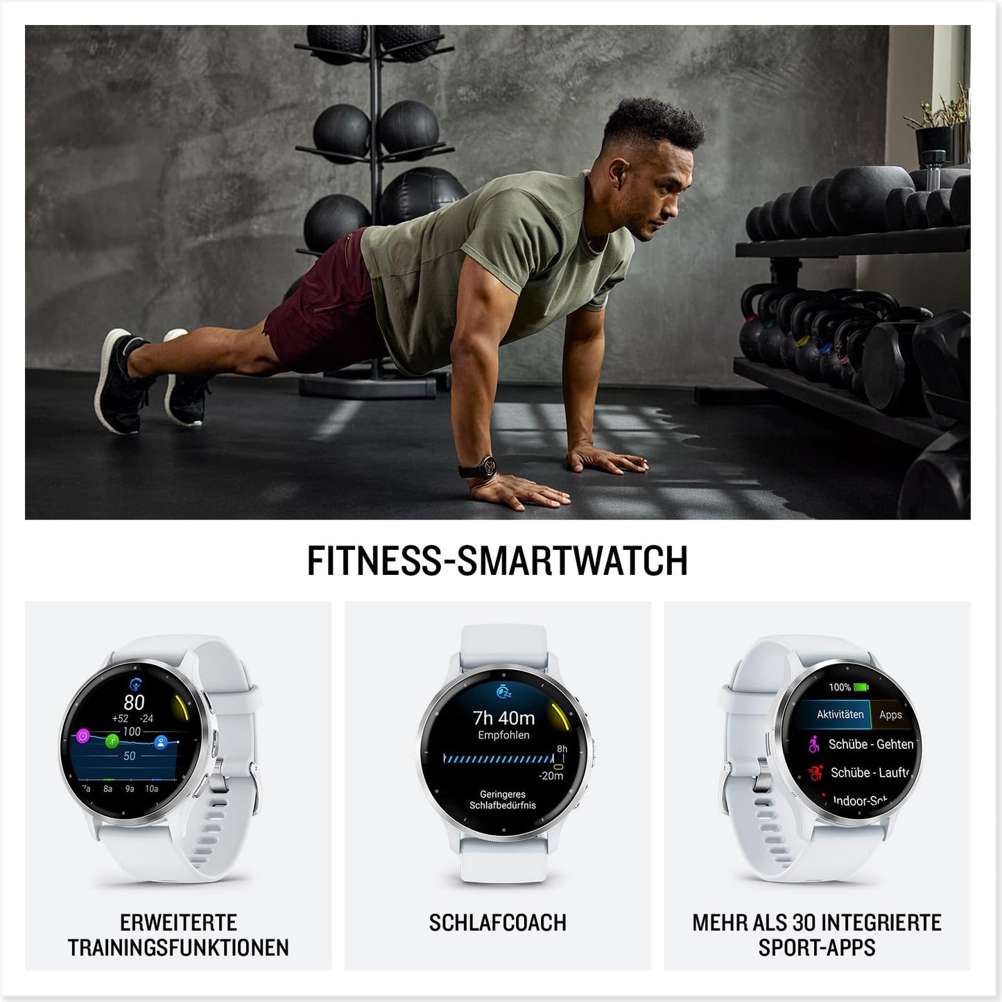 Garmin Venu 3 45mm – fitness smartwatch, 1.4" AMOLED touch display, up to 14 days battery life, 30+ sports apps, Bluetooth telephony and voice assistance, music, GarminPay, wheelchair mode - 010-02784-00