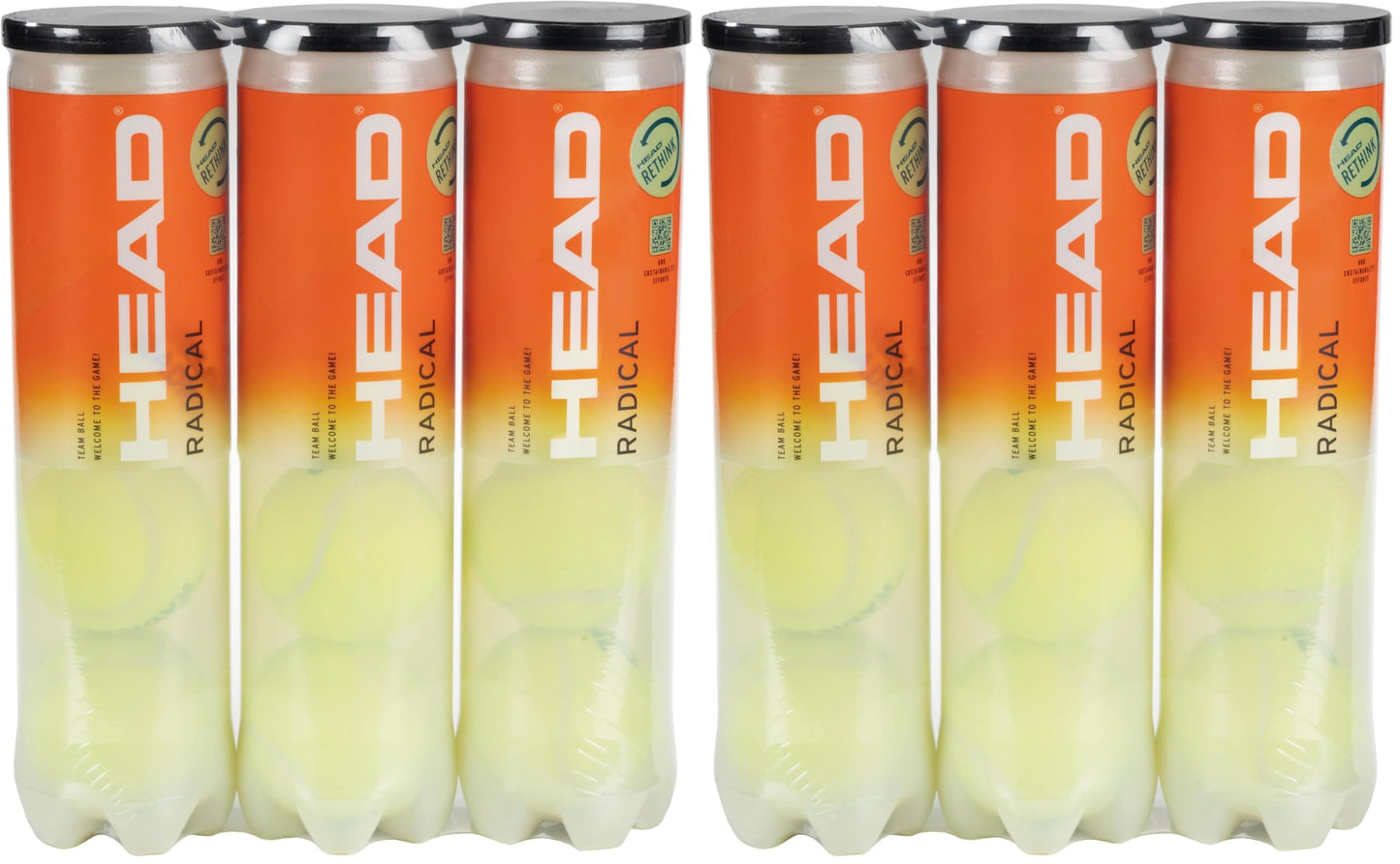 HEAD Radical Tennis Ball (3 x 4 Pack) Amazon Exclusive, Yellow (Pack of 2) - 575701