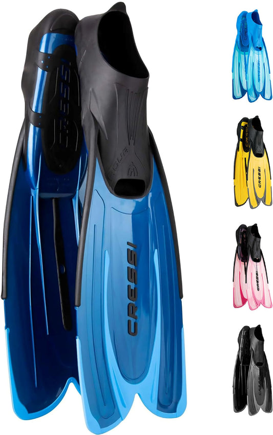 Cressi Agua Fins Swimming Fins - Adjustable Foot Section for Diving - Ergonomic Short Fins Adults & Children - Durable Fin Material - Blue - 43/44 - CA206243