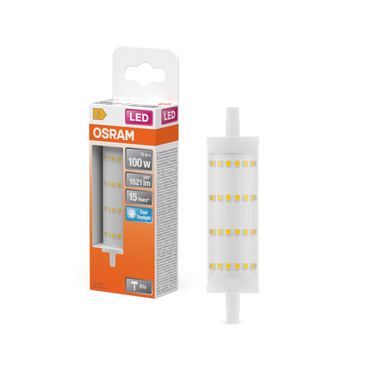 Osram LED Line multicolor LED lamp with R7s retrofit base, 13 W / 1521 lm, clear, cold daylight white with 6500 K, non-dimmable. IP20, lead-free glass, 28mm diameter, 6-pack. - 4099854022296
