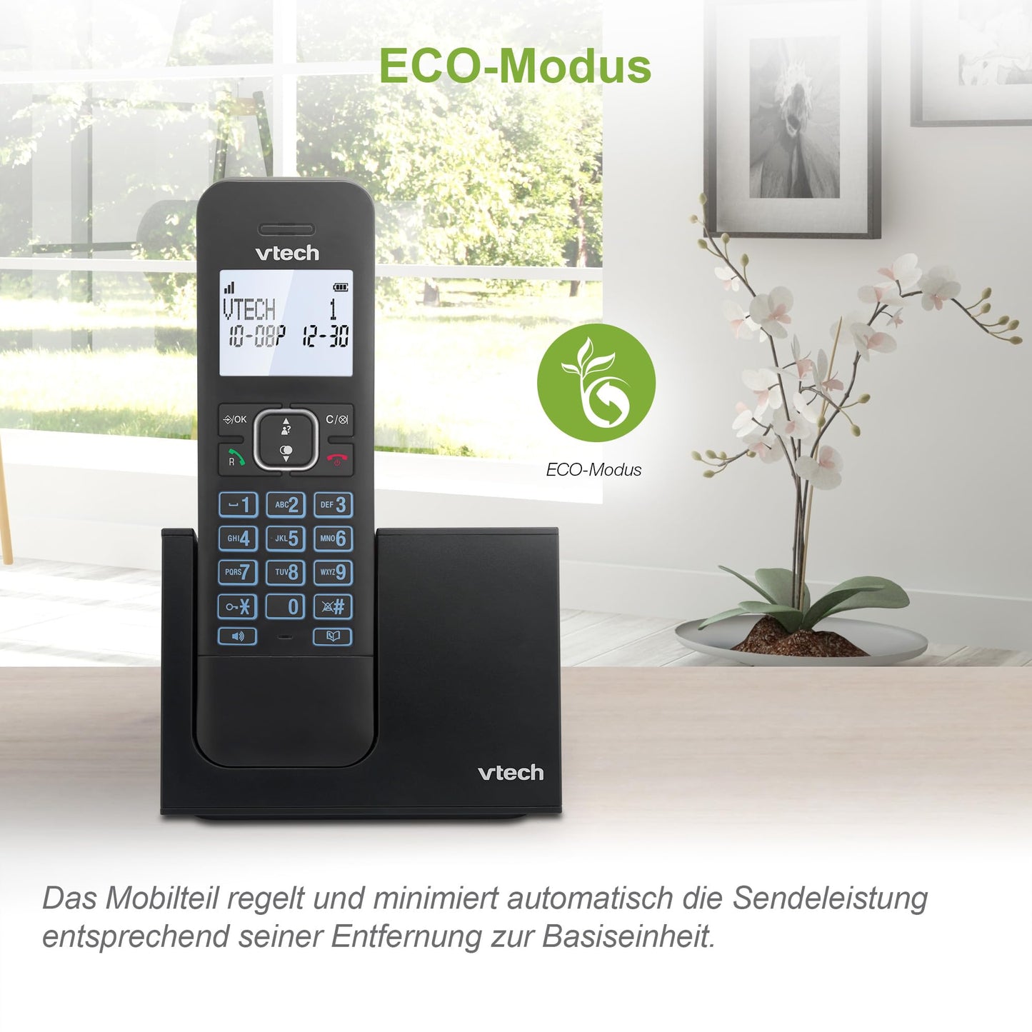 VTech LS1000 DECT cordless telephone Cordless telephone with innovative charging station, caller recognition/call waiting function, hands-free function, display and keyboard with backlight, ECO mode