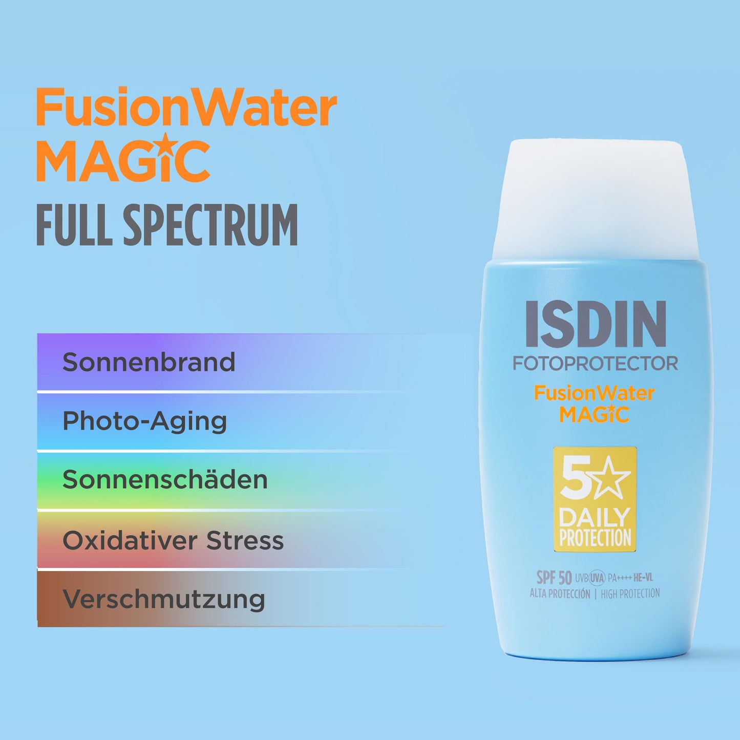 ISDIN Fusion Water Magic SPF 50 Sun Cream Face - Daily Sun Protection & Moisture - Ultralight, Instantly Absorbed, 50ml - 8470001748577