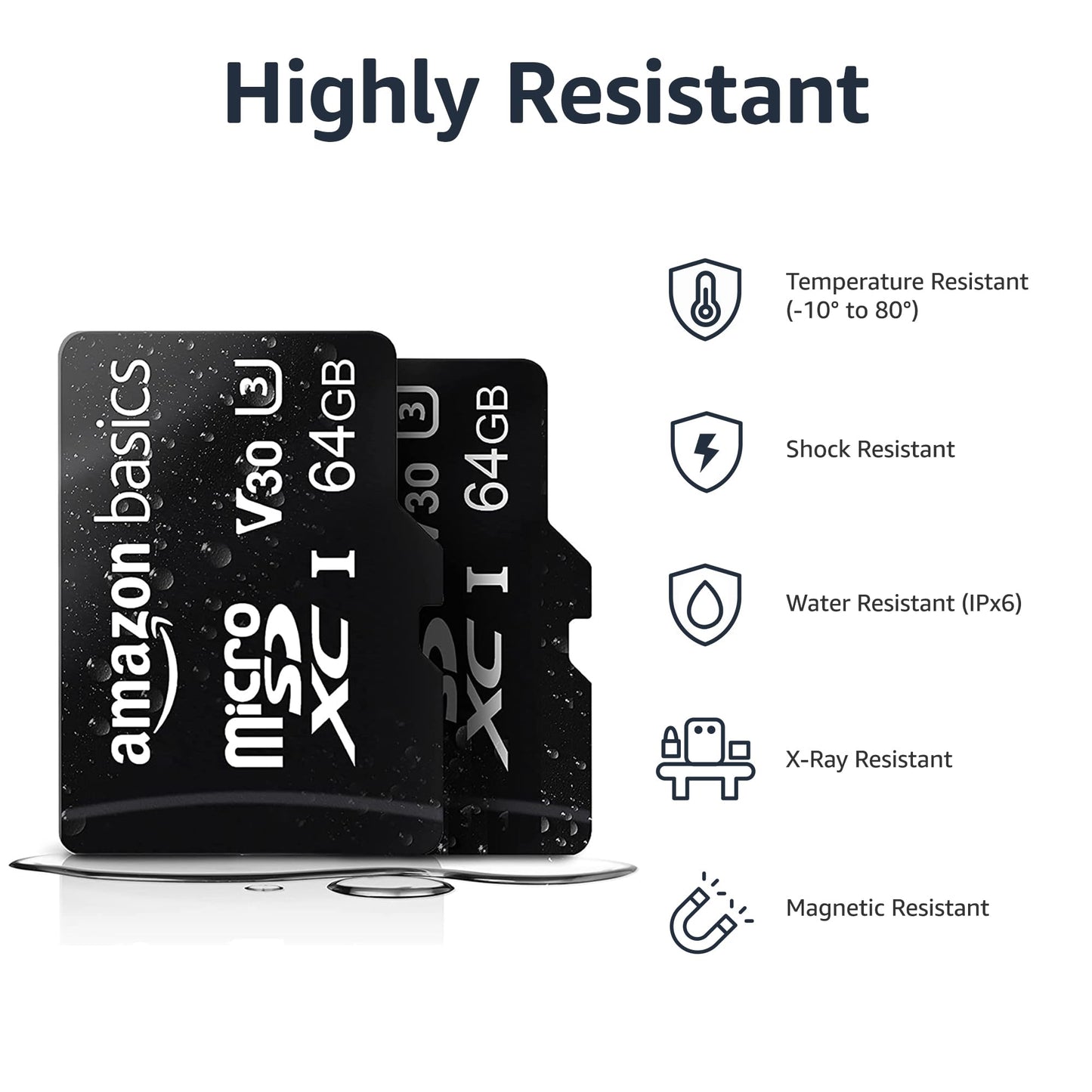 Amazon Basics microSDXC Memory Card with Adapter Full Size A2 U3 Read Speed up to 100MB/s 64GB Black (Pack of 2) (Pack of 2) - LSMICRO64GU3D