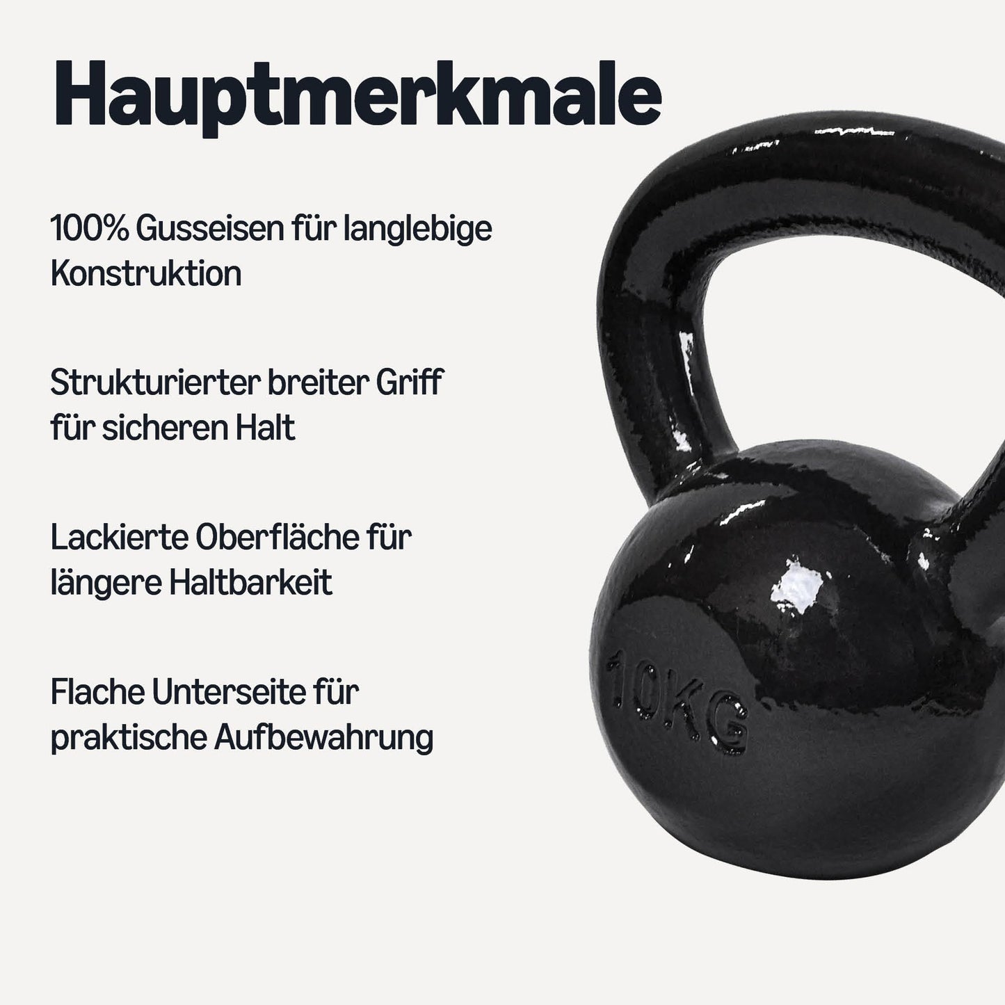Amazon Basics Cast Iron Kettlebell 10kg Black - CK-10KG
