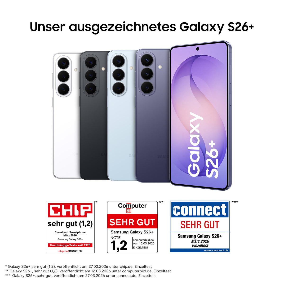 Samsung Galaxy S26+ AI Smartphone with Galaxy AI, No Contract, Android Phone, 12 GB RAM, 256 GB Storage, AP Processor, 50 MP, Cobalt Violet, 3 Years Manufacturer Warranty [Exclusive on Amazon] - F-MS947BZVDAMZ