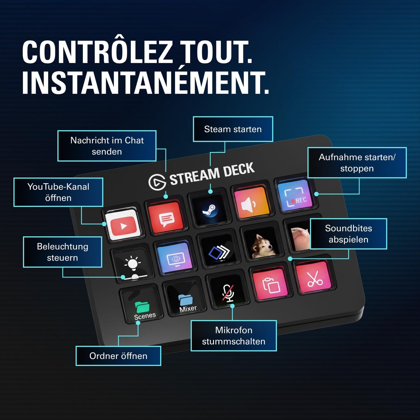 Elgato Stream Deck Scissor Keys, Workflow Controller - 20GBL9901