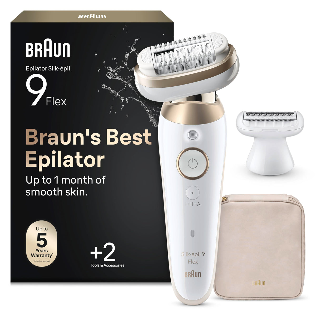 Epilator Braun pentru femei Silk·épil 9, Flex Ladyshaver, 9-042 3D, Aur