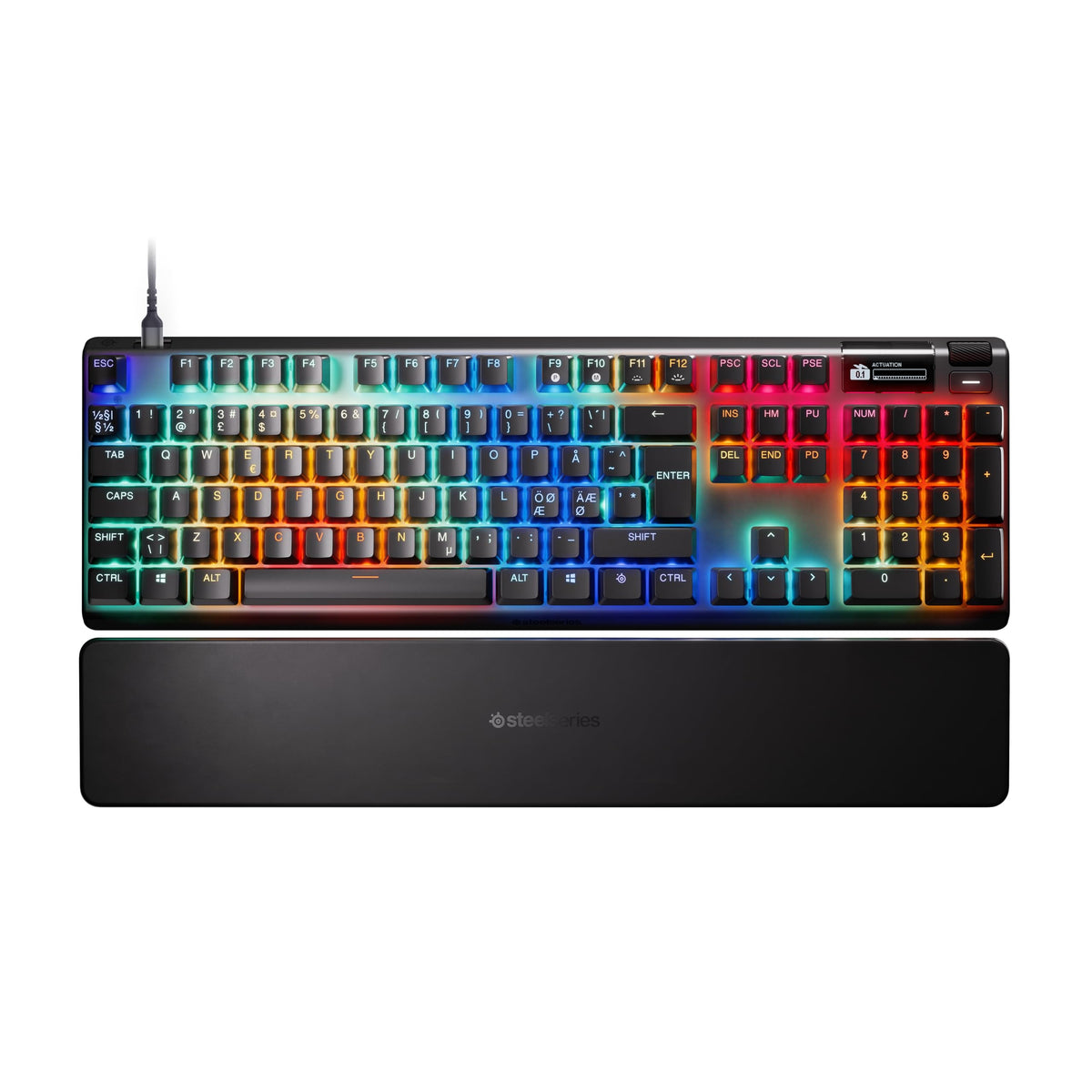 SteelSeries Apex Pro Gen 3 - Gaming Keyboard - Hall Effect Switches; OmniPoint 3.0 - Adjustable Actuation - Game-Ready Presets - Rapid Trigger, Protection Mode, Rapid Tap/SOCD - Nordic QWERTY - 64662