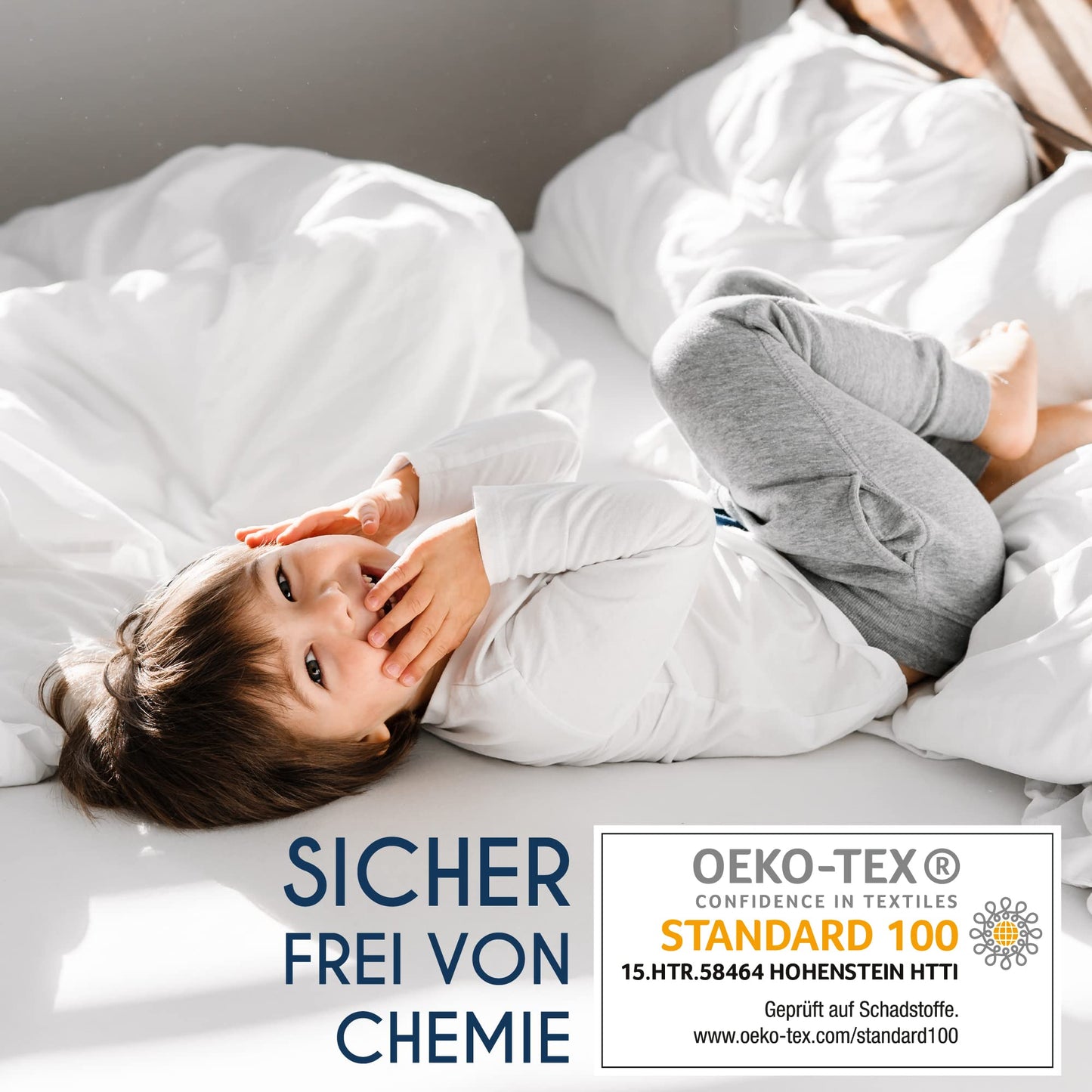 Dreamzie - Fitted sheets 60 x 120 cm pack of 2 cotton jersey white and gray - elastic - with all-round elastic - Oeko-Tex certified - DHC_2x60x120_WhGr_2