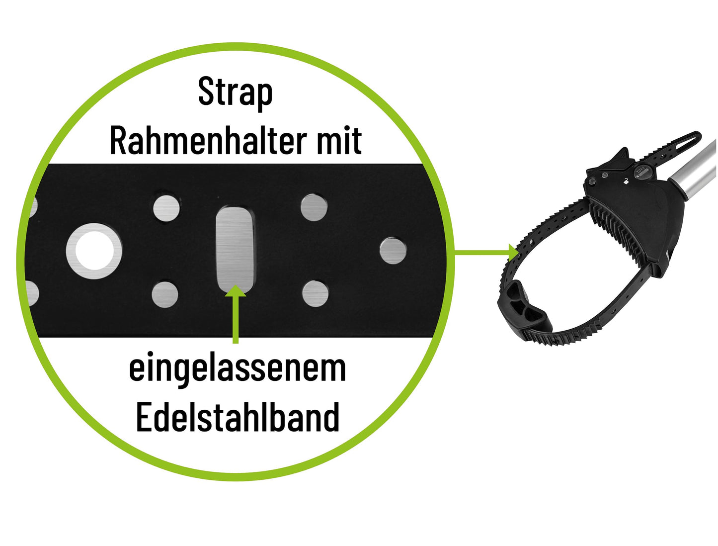 Strap frame holder short Ø 25+30mm, black/silver - 11631