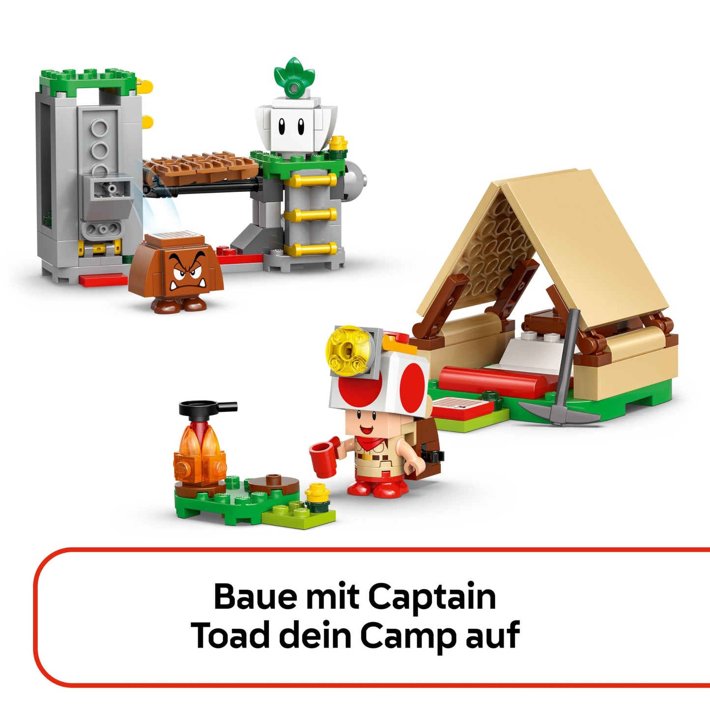 LEGO Super Mario Captain Toad Camp - Interactive toy with 3 figures - Goomba, tent and collapsing bridge - children's souvenir - play set - gamer gift for boys and girls aged 6 and over - 72040