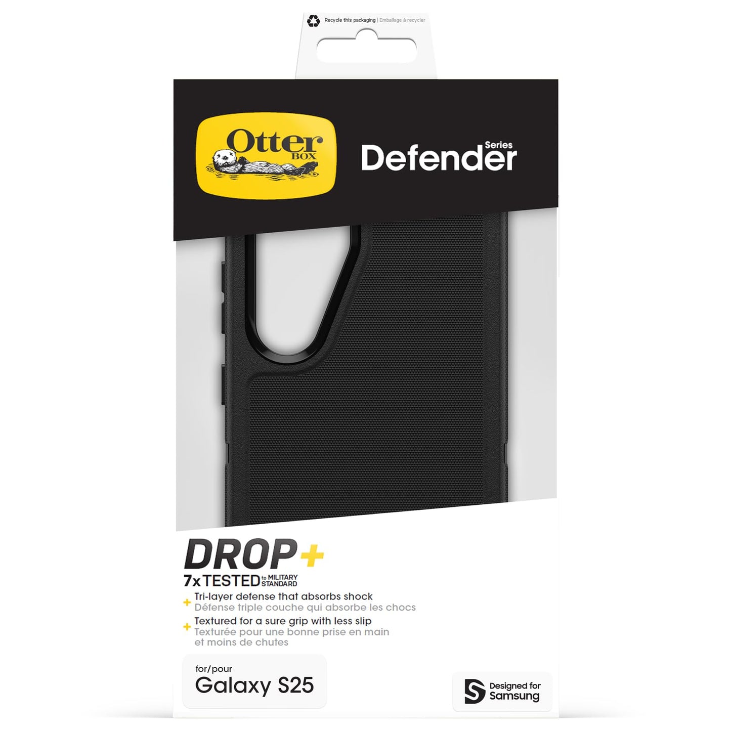 OtterBox Defender Case for Samsung Galaxy S25, Shockproof Drop Proof Ultra Heavy Duty Protective Case 7X Military Grade Tested Black - 77-97334