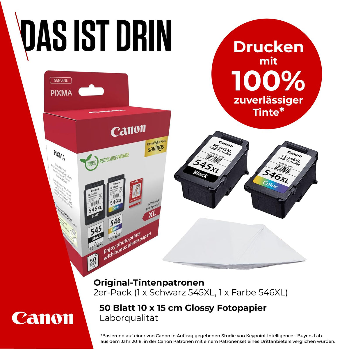 Canon PG-545XL + CL-546XL FINE Original XL Ink Cartridges + Photo Paper - 8286B011