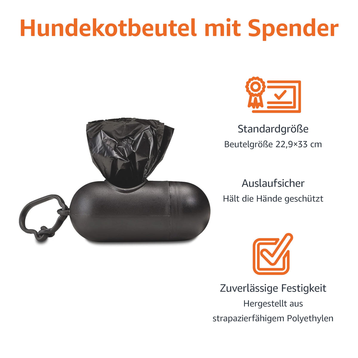 Amazon Basics Pungi pentru excremente de câini, fără parfum, 900 pungi, negru - 100360-APL