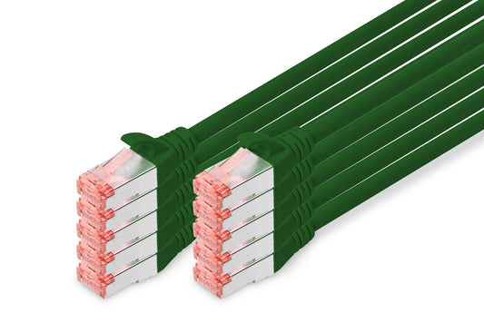 DIGITUS LAN cable Cat 6 – 2 m – 10 pieces – S/FTP shielded – green - DK-1644-020-G-10
