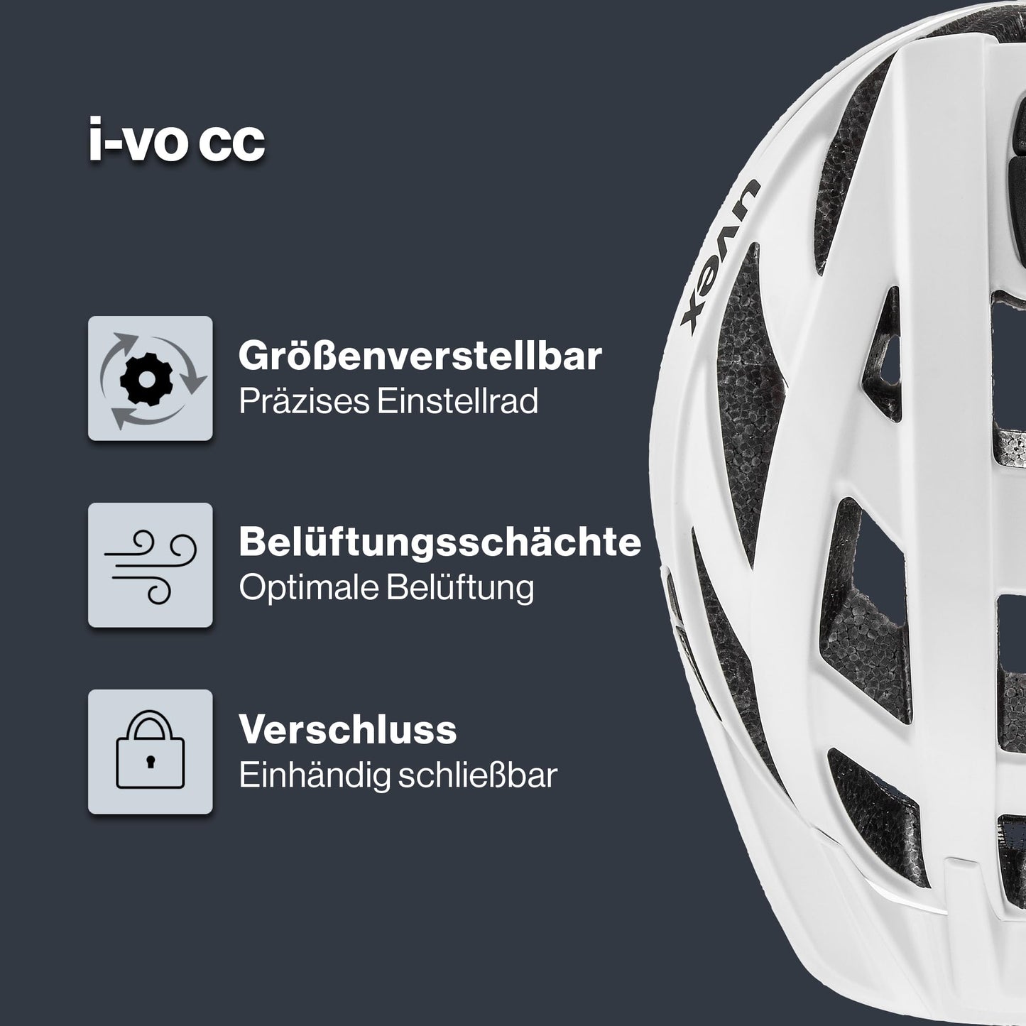 uvex i-vo cc - Lightweight all-round helmet for men and women - individual size adjustment - matt white - 56-60 cm - S4104230717