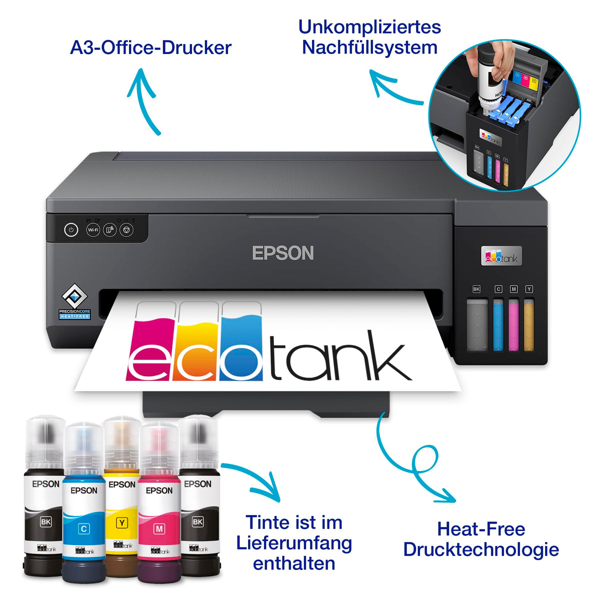 Epson EcoTank ET-14100 Ink Tank Printer | for Home & Small Offices | with Additional Black Ink | WiFi | A3+ | Printing | Includes Ink for up to 3 Years - C11CK39401