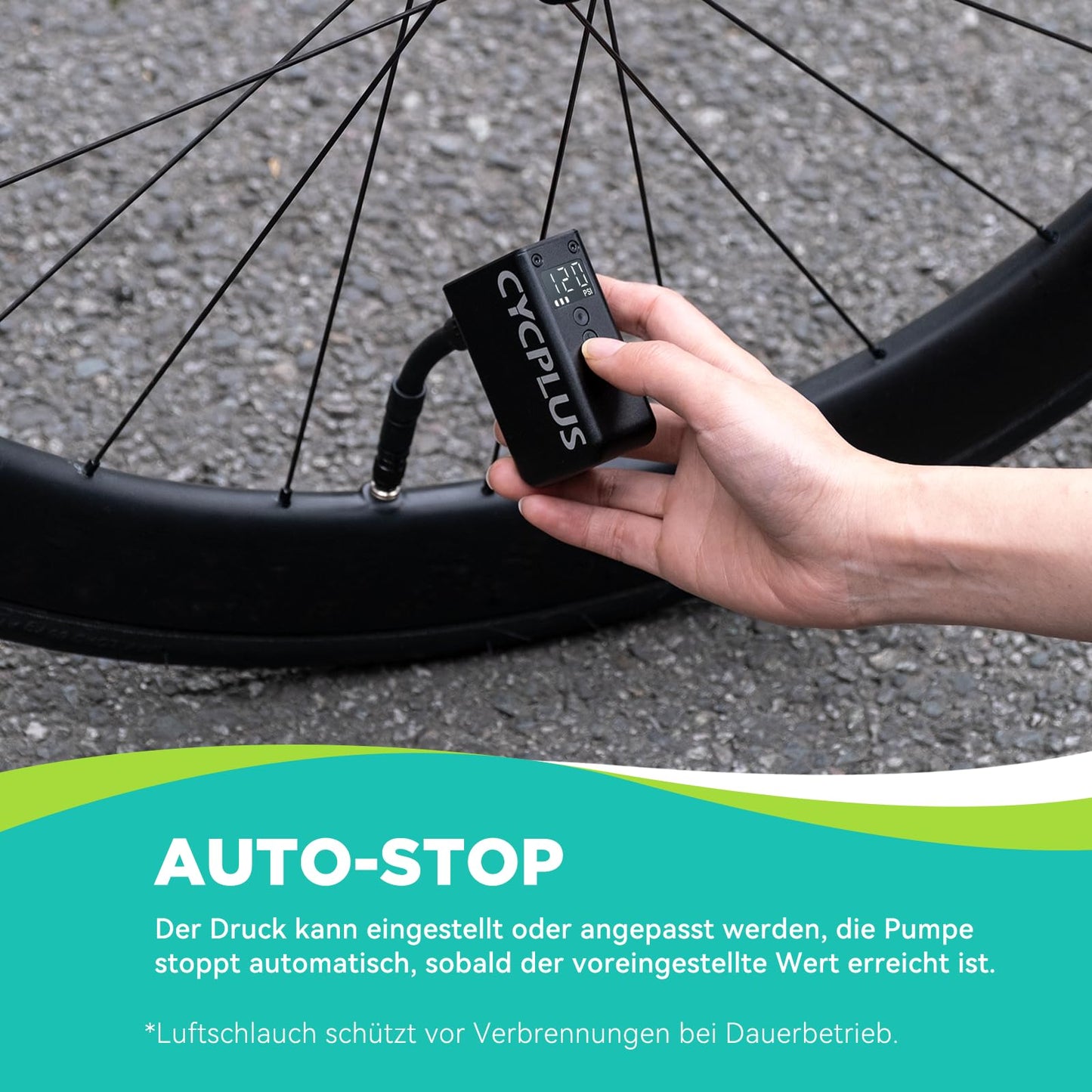 CYCPLUS AS2Pro Tiny electric bike pump, 120g, aluminum housing - AS2PRO
